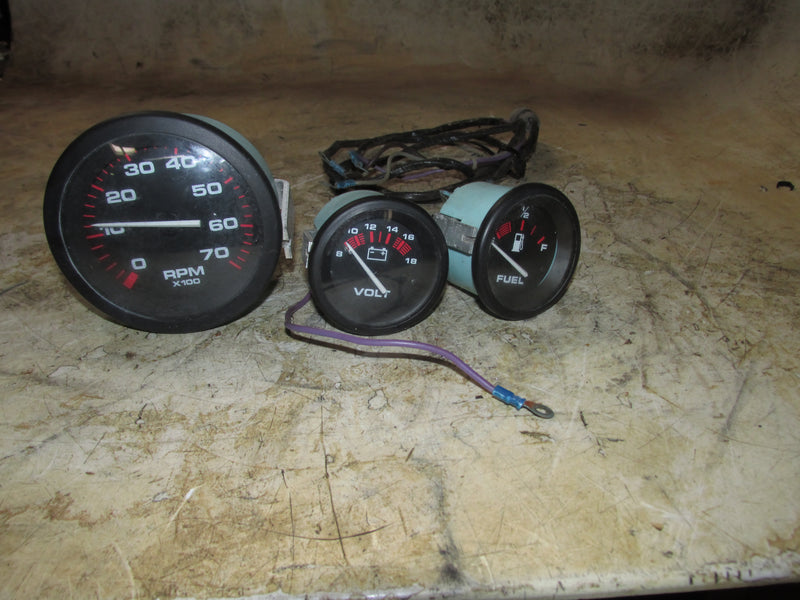 Universal Outboard Gauge Set Analog Tachometer/Fuel/Volt w/Tachometer Harness
