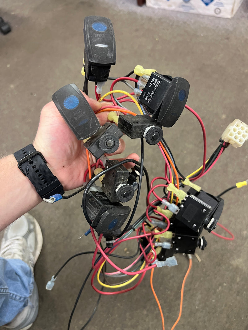 Toggle switch cluster for boat with wiring