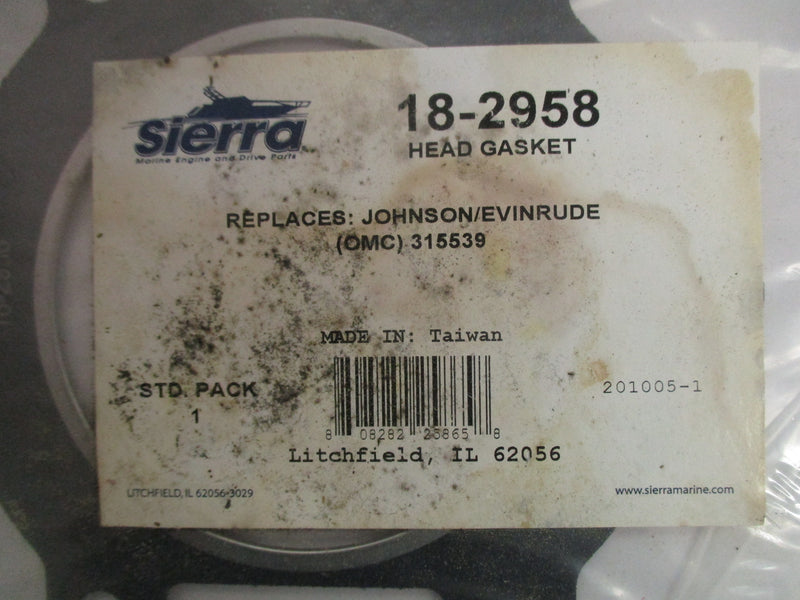 Johnson Evinrude Sierra Cylinder Head Gasket 40hp 50hp 18-2958 replaces 315539
