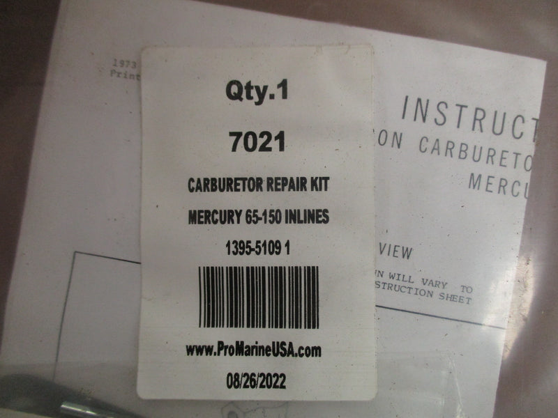 Mercury Carburetor Repair Kit 1395-5109-1 Mercury 65hp-150hp in-lines