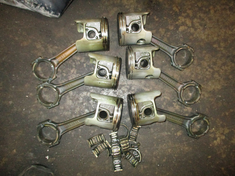Yamaha 225hp OX66 outboard piston and rod set of 6 (62J-02)