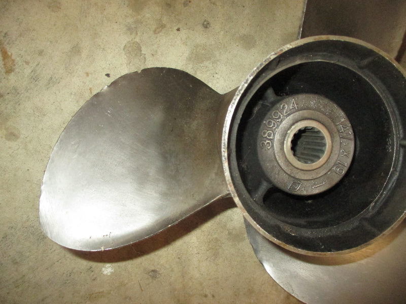 Johnson/Evinrude Outboard Stainless Steel propellor (389924) 14 1/2x19