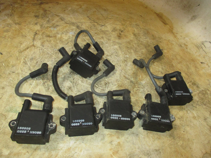 Mercury 150hp 2.5L optimax 2 stroke outboard ignition coil set of 6 (856991)