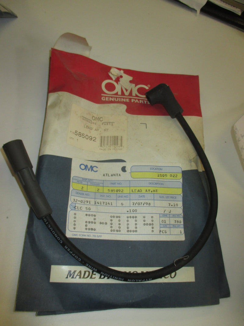 Johnson Evinrude OMC outboard HT coil wire (585092)