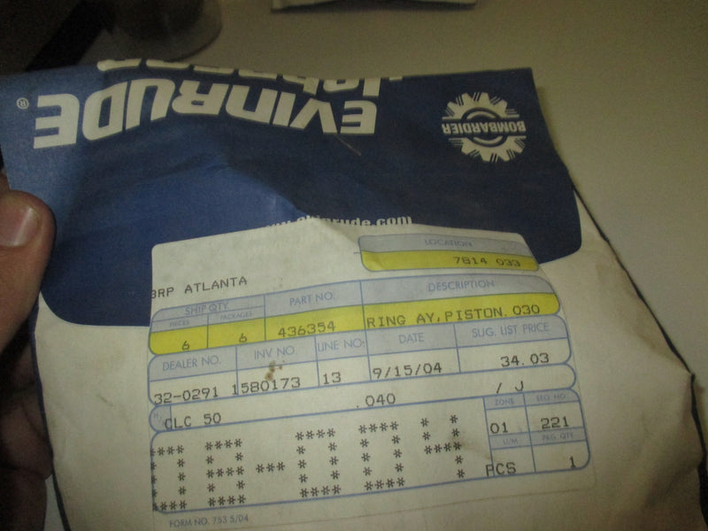 Johnson Evinrude OMC outboard piston rings .030 (436354)