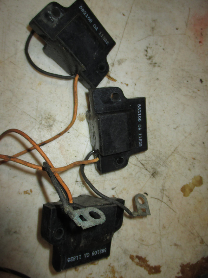 Johnson 2 stroke outboard ignition coil set of 3 (582106)