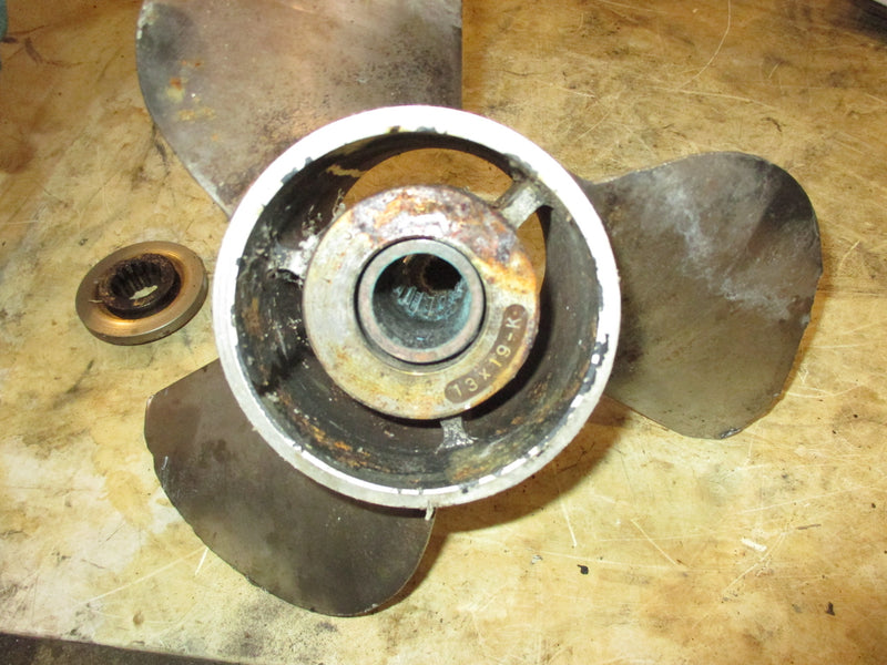 Yamaha 100hp 4 stroke outboard stainless propeller (13x19-K) WORN