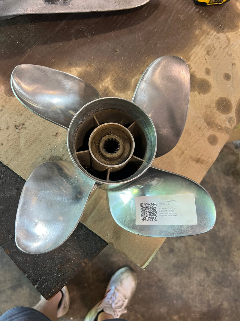 Suzuki DF60-70 60hp outboard 4 blade powertech stainless propeller S2140RXB 15P