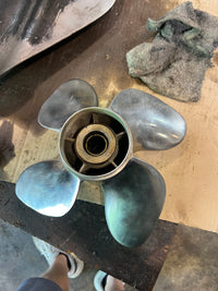 Load image into Gallery viewer, Suzuki DF60-70 60hp outboard 4 blade powertech stainless propeller S2140RXB 15P
