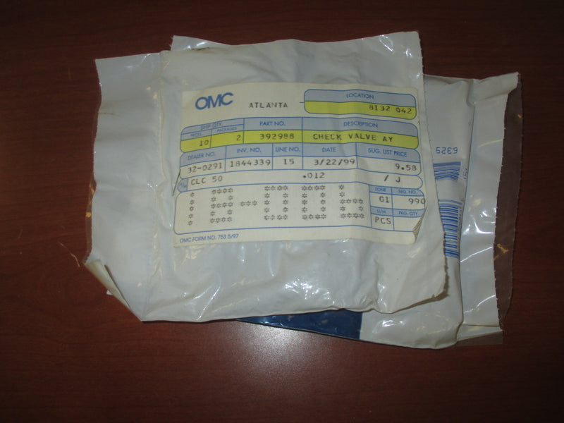 NOS Johnson/Evinrude Outboard Check Valve Kit (397986)