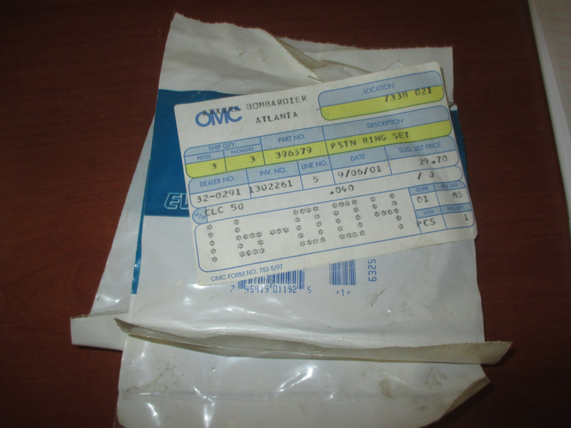 NOS Johnson/Evinrude Outboard Piston Ring Set (396379)