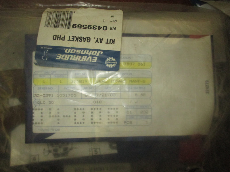 NOS Johnson/Evinrude Outboard Intake Manifold Seal (335819)