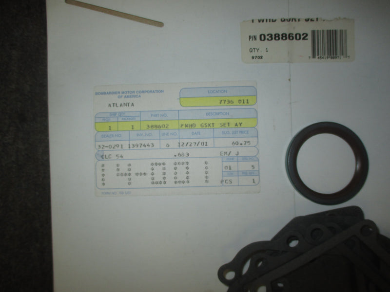 NOS Johnson/Evinrude Outboard Powerhead Gasket Set (388602)