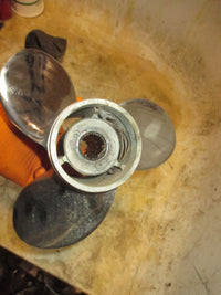 Load image into Gallery viewer, Mercury 40hp 2 stroke outboard Stainless Steel Propeller (4879792A4) 12 Pitch
