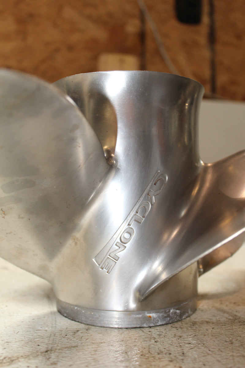 Cyclone Outboard Stainless Steel 4-Blade Propeller 14-1/4x17 15-Spline
