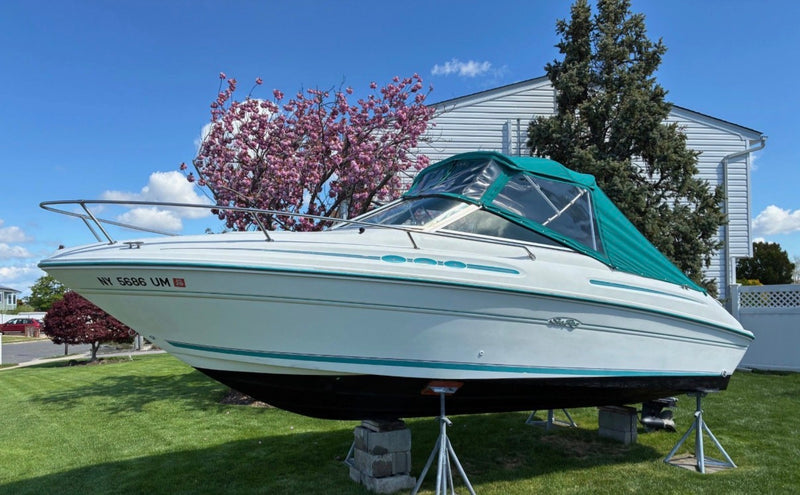 1998-2001 Sea Ray 215 Express Cruiser Bimini Top AFT Curtain and windshield