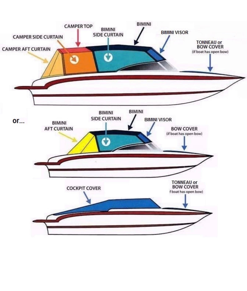 1998-2001 Sea Ray 215 Express Cruiser Bimini Top AFT Curtain and windshield
