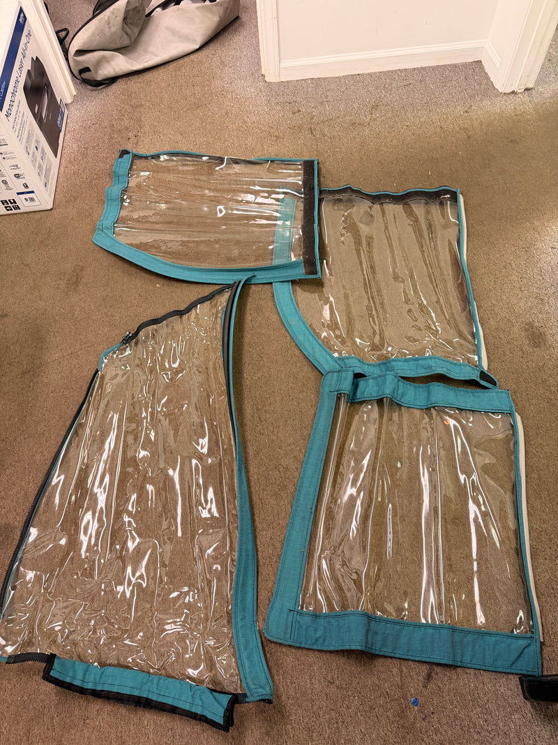 1998-2001 Sea Ray 215 Express Cruiser Bimini Top AFT Curtain and windshield