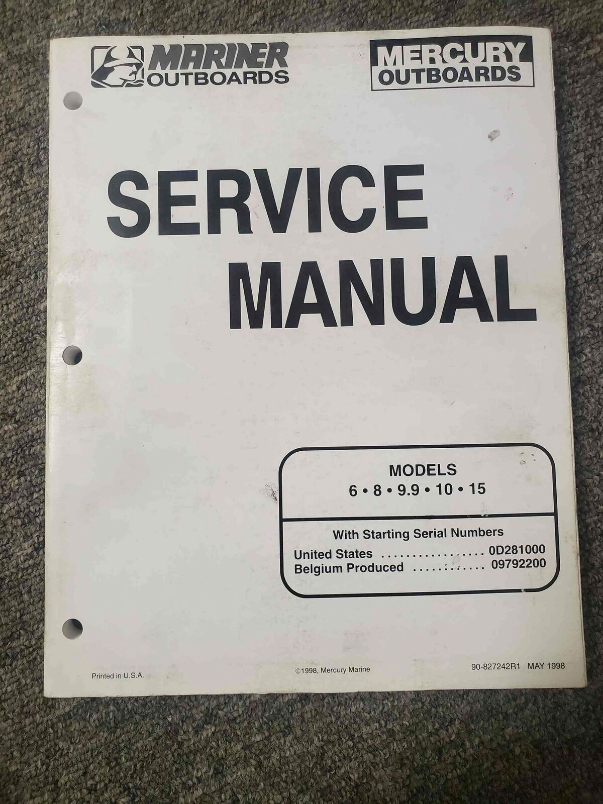 Mercury Mariner 6-15hp Service Manual [90-827242R1]