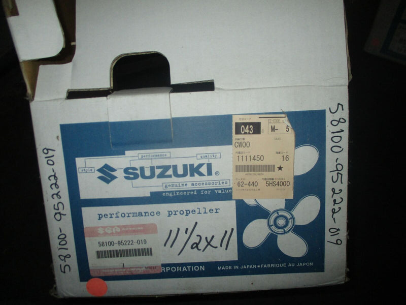 NEW Suzuki outboard aluminum propeller 11 1/2 by 11 (58100-95222-019)