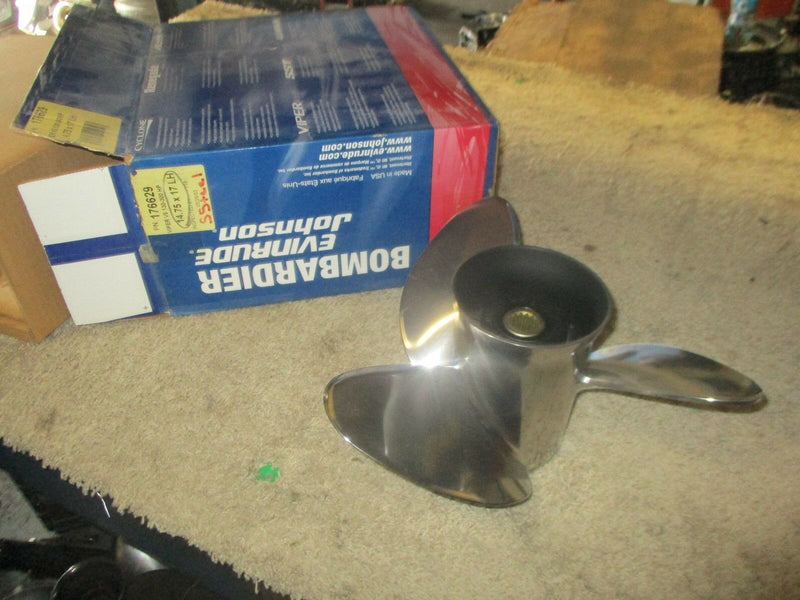 NEW Johnson Evinrude Outboard stainless steel propeller LH 0176629 14.75 X 17