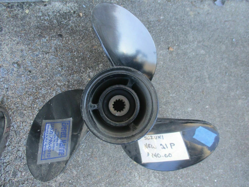 New Suzuki Aluminum outboard propeller v2100 13x21 21 pitch 13 SPLINE