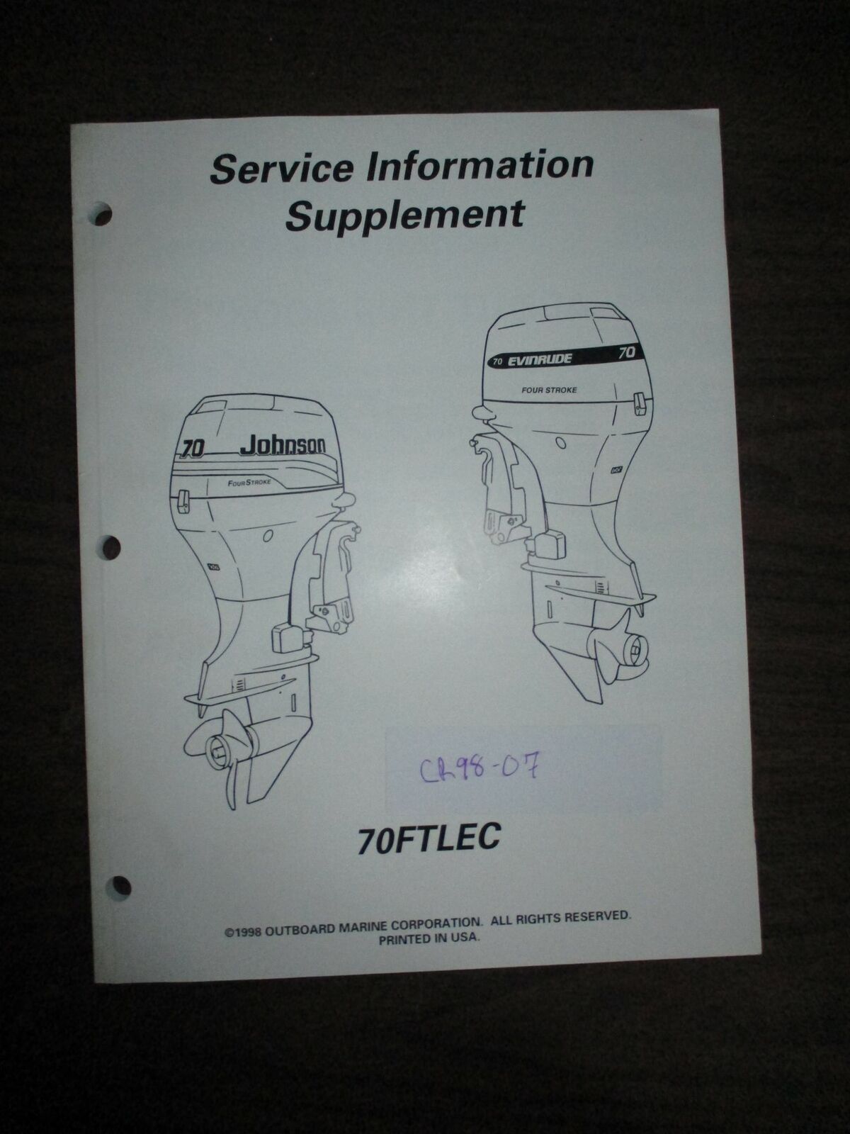 Evinrude/Johnson 70FTLEC Service Information Supplement [P/N: CR98-07]