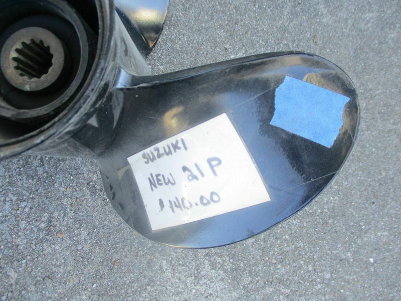 New Suzuki Aluminum outboard propeller v2100 13x21 21 pitch 13 SPLINE