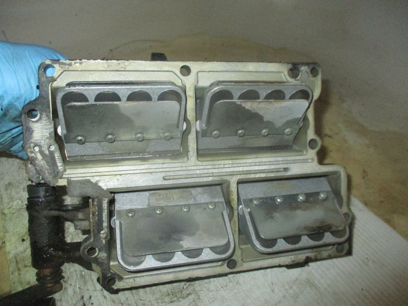 Johnson 112hp 2 stroke outboard intake manifold with reed valves (0397075)