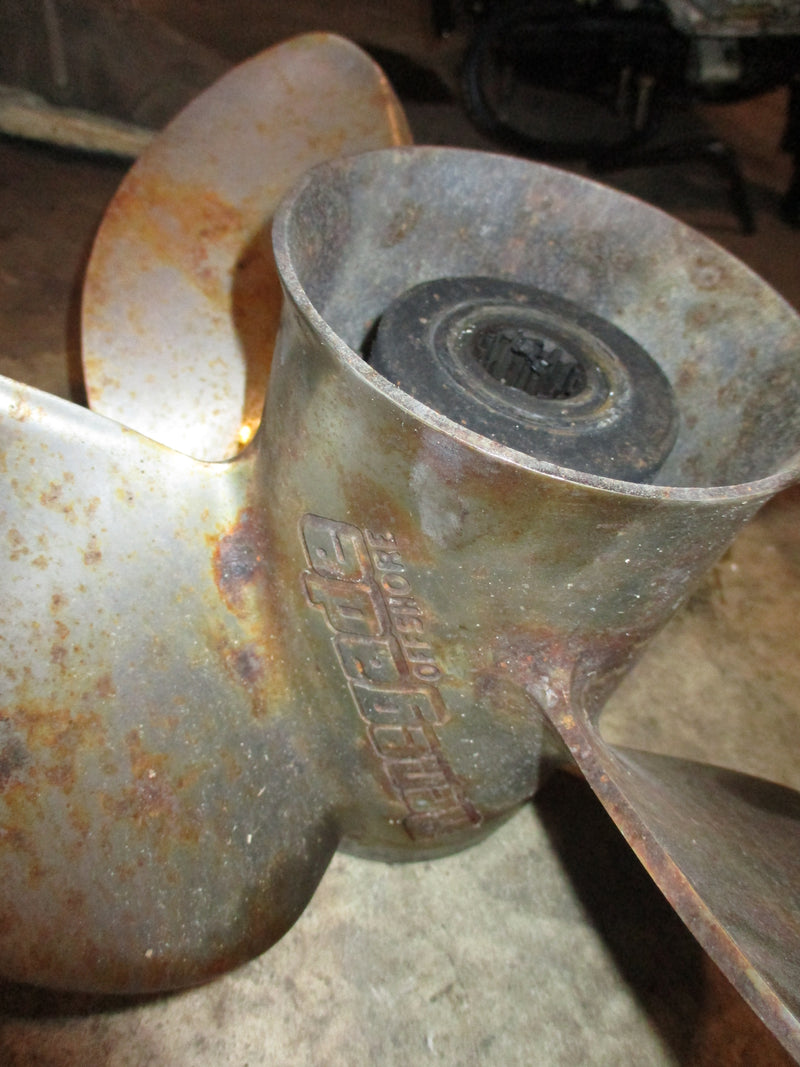 Evinrude outboard renegade 4 blade stainless propeller (14.25x19)