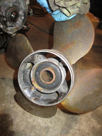 Load image into Gallery viewer, Evinrude outboard renegade 4 blade stainless propeller (14.25x19)
