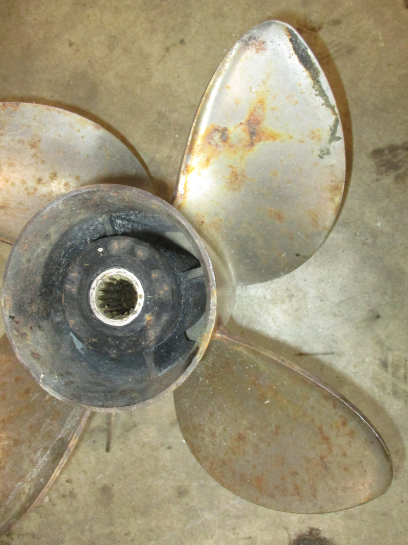 Evinrude outboard stainless steel 4 blade propeller 14.25x19